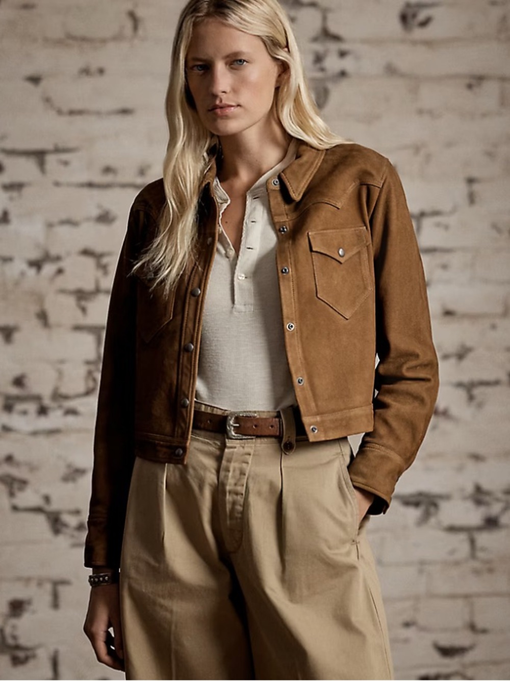 RRL sheepskin leather suede jacket medium brown tan